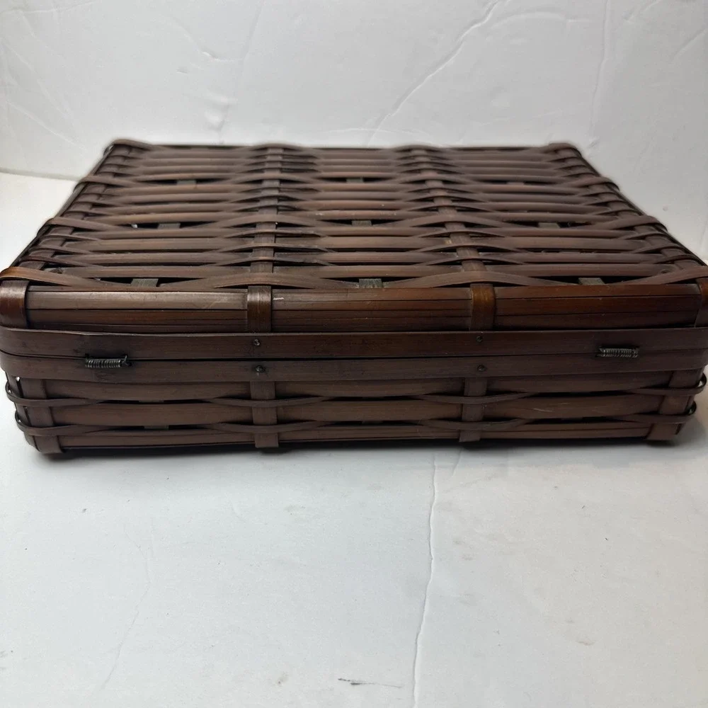 Vintage Bamboo Suitcase Style Basket MCM 10x7x3 Approximate No Handle
